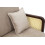 Divano in tessuto beige con braccioli in legno cm 131x80x93 5