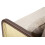 Divano in tessuto beige con braccioli in legno cm 131x80x93 7