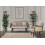 Divano in tessuto beige con braccioli in legno cm 131x80x93 8