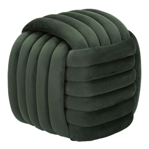 Pouf intrecciato in velluto verde cm 45x45x45 1