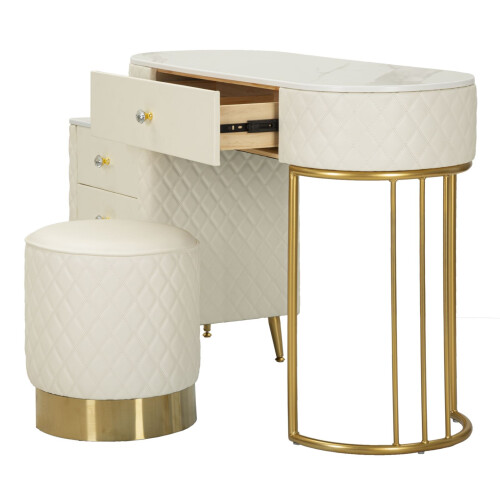 Toeletta in similpelle con pouf cm 120x40x75 2