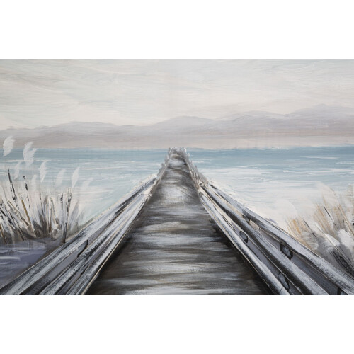 Dipinto su tela multicolore pontile cm 120x3,8x80 1