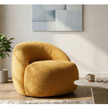 Poltrona in tessuto bouclè senape cm 81x78x64
