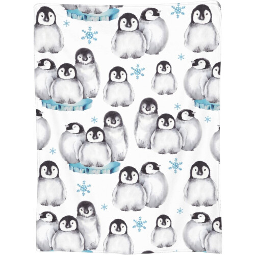 Penguin Throw Blanket Grey White 50x60in Soft Flannel 2