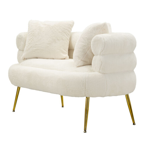 Divano 2 posti in metallo e tessuto bianco con cuscini cm 133x68x69 2