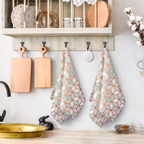 Geometric Microfiber Kitchen Towels 2-Pack 2