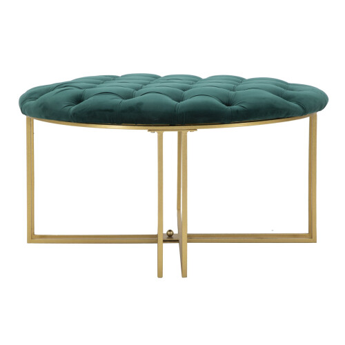 Pouf in metallo e tessuto dorato e verde Ø cm 90x49 1