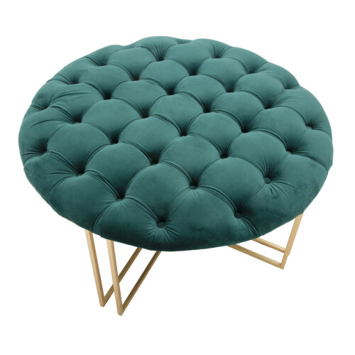 Pouf in metallo e tessuto dorato e verde Ø cm 90x49 2
