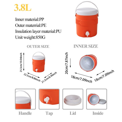 Distributeur de boissons isotherme de 3,8 L pour le camping 1