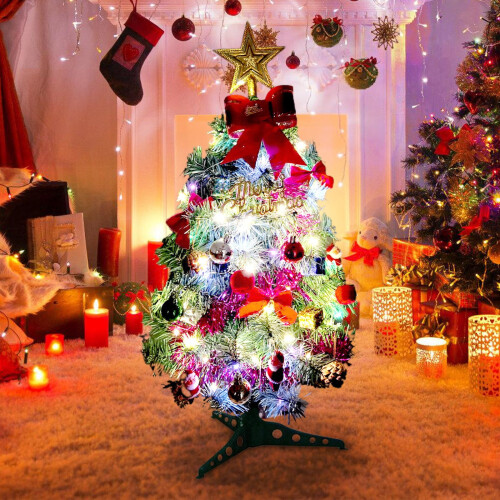 Mini Artificial Christmas Tree with Lights 11.8in 1