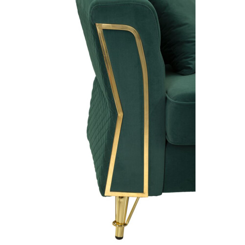 Divano in metallo e velluto verde con cuscini cm 162x83x77 2