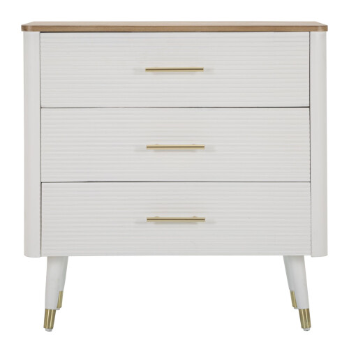 Comò in legno bianco e marrone con 3 cassetti cm 78x37x80 1