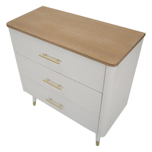 Comò in legno bianco e marrone con 3 cassetti cm 78x37x80 2