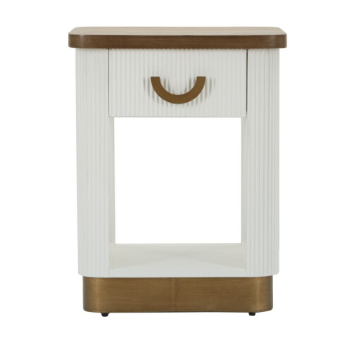 Comodino in legno bianco e marrone cm 48x40x62 1