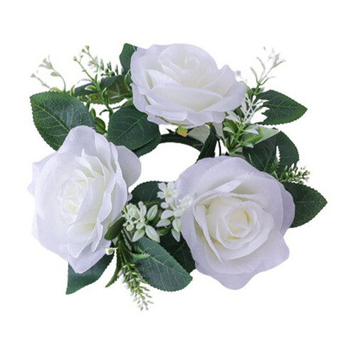 Artificial Silk Rose Candle Ring – 23 cm, Wedding & Party 1