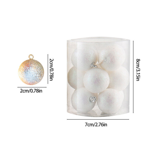 White Glitter Christmas Baubles 12 Pack 2