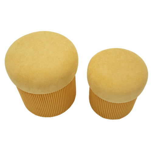 Set di 2 pouf contenitore senape cm ø 42x44-35x37 1