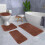 Set di 4 tappeti da bagno – Velluto marrone, antiscivolo e 4
