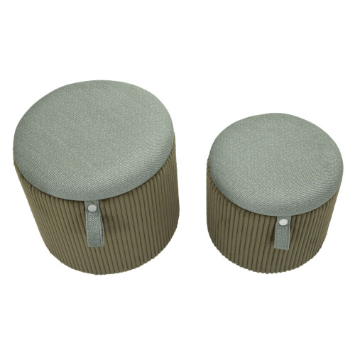 Set di 2 pouf contenitore verde cm ø 38x38-32x28 1