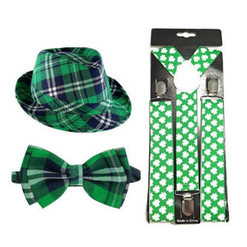 (Set 5) Irländskt partyset med gröna hattar och rutiga krage för St. Patrick's Day 2