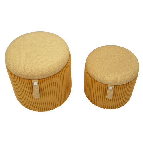 Set di 2 pouf contenitore senape cm ø 38x38-32x28 1