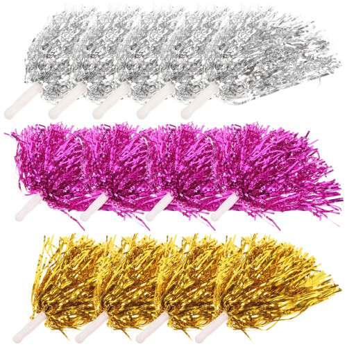 12-pak guld cheerleading pomponer PET-materiale 2
