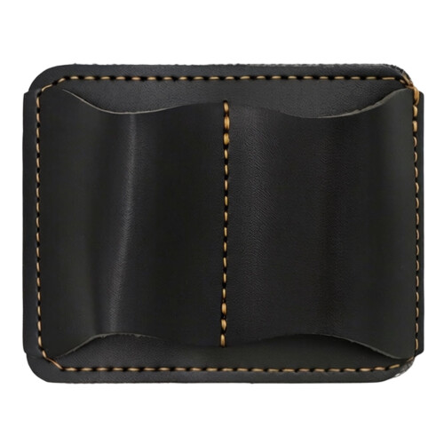 Double Pen Pocket Holder Premium PU Leather Double Pen-Black
