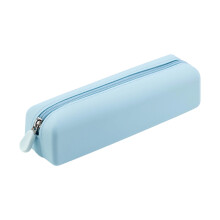 Trousse à crayons en Silicone souple à fermeture éclair,-Bleu