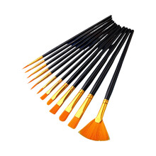 Pack of Artist Paintbrush for Canvas Wood Projects Nylon-Black