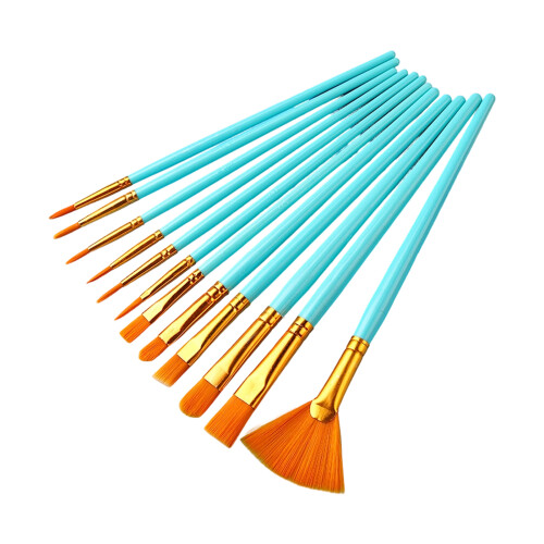 Pack of Paint Brush Assorted Sizes Nonslip Handle for-Sky Blue