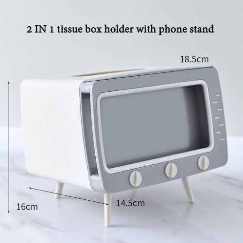 Boîte à mouchoirs rétro avec support pour téléphone 2