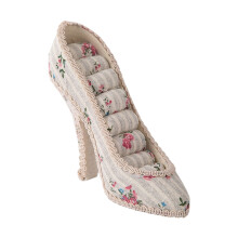 Stylish High Heel Shaped Rings And Earring-striped pink flowers