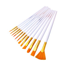 Pack of Nylon Paint Brush for Acrylic Oil Watercolor Art-White