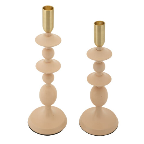 Set di 2 portacandele in metallo color rosa e oro 1