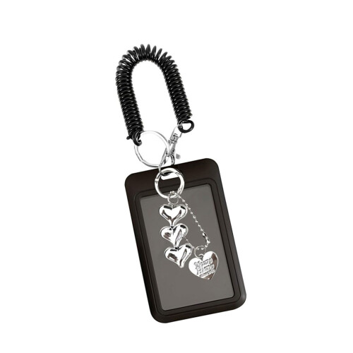 Plastic Card Case Waterproof Card Cover With Keyring-Black