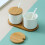 Ceramic condiment cup with lid white 1 piece 5