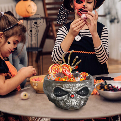 Animated Halloween Pumpkin Candy Jar with Ghost Hand & LED 2