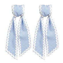 2Pcs Scalloped Sash Ribbon For Front Door Wreath Home-Blue