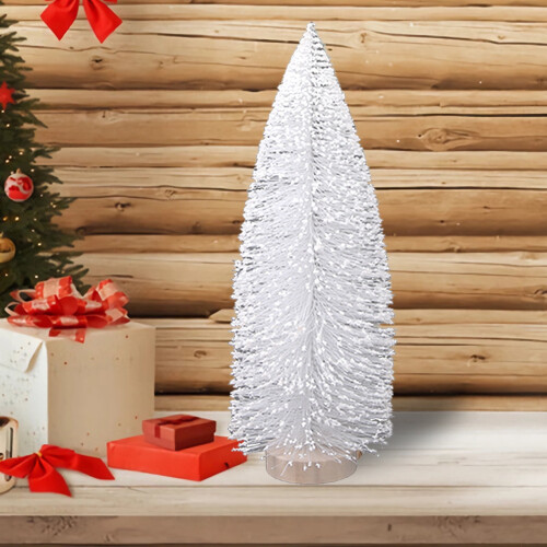 White Mini Bottle Brush Christmas Tree 7.87 inch with 1