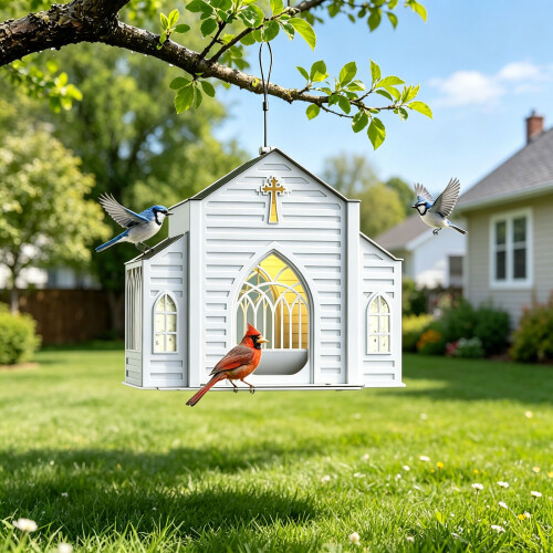 Solar Bird Feeder for Outdoors-church bird feeder 2