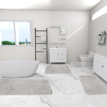 Ensemble de tapis de salle de bain 5 pièces à poils longs foncés