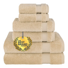 Ensemble de 6 serviettes de bain 100 % coton beige