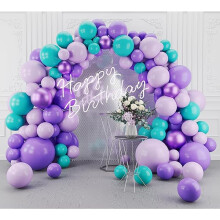 Set ghirlandă cu arc de baloane violet, albastru și turcoaz – 148 buc