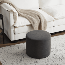Repose-pieds Ottoman Pouf Boucle Rond – Gris