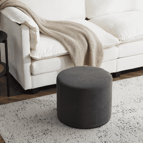 Repose-pieds Ottoman Pouf Boucle Rond – Gris