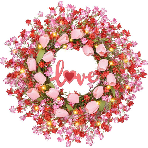 Rosa tulipan Valentinsdagskrans 21,65 tommer