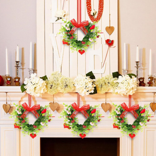 Valentine Heart Wreath with Red Berries – 6 Pack 1