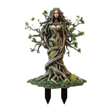 Estaca acrílica para jardín de hadas – Decoración de elfo y árbol, 30x17cm