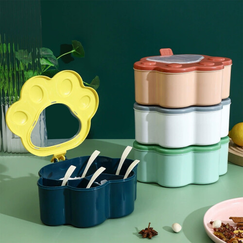 Krydderiboks med 5 rum og kattepotedesign