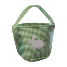 Sac fourre-tout de Pâques en seersucker avec bordure vichy – 30 cm